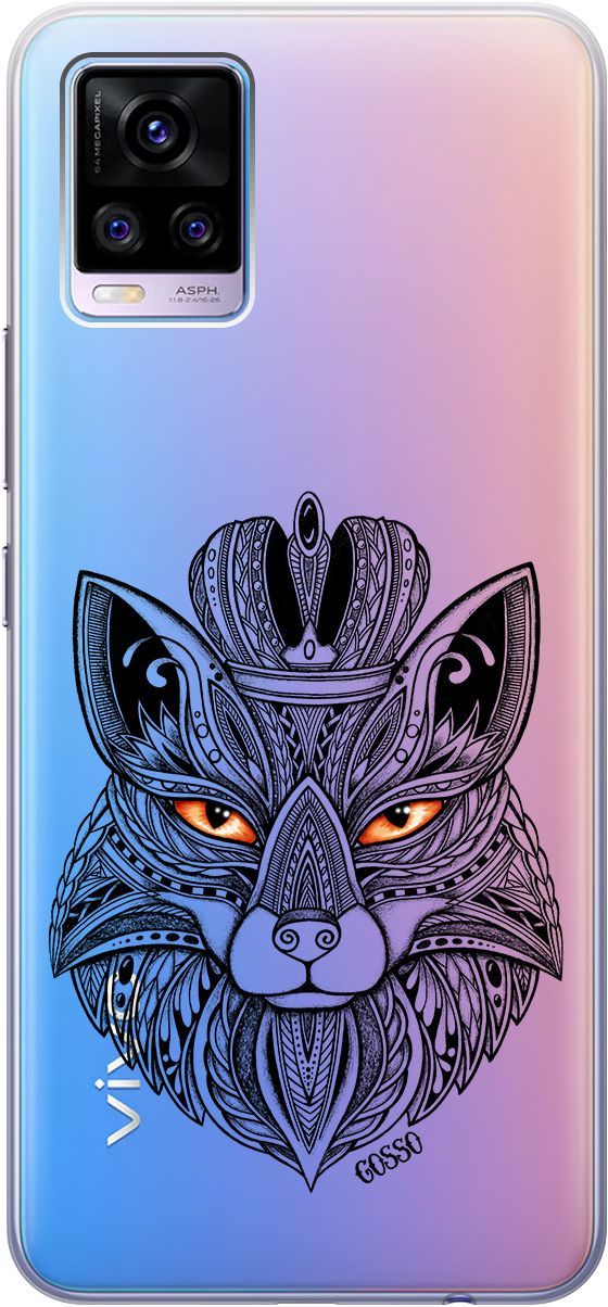 

Силиконовый чехол на Vivo V20 "Fox Queen" прозрачный, Прозрачный;серый, 159674