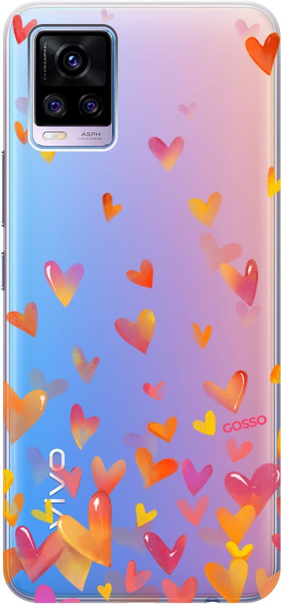 

Силиконовый чехол на Vivo V20 "Flying Hearts" прозрачный, Прозрачный;желтый, 159674