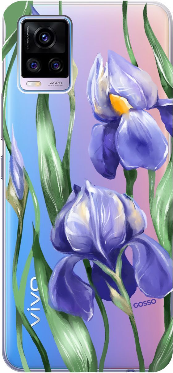 

Силиконовый чехол на Vivo V20 "Amazing Irises" прозрачный, Прозрачный;белый, 159674