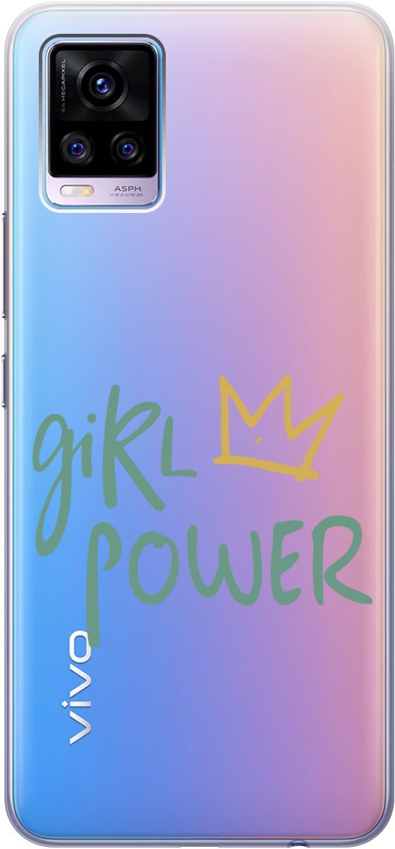 

Силиконовый чехол на Vivo V20 "Girl Power!" прозрачный, Прозрачный;зеленый, 159674
