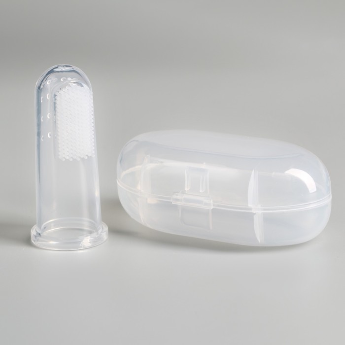Щетка для чистки зубов животных Пижон, 5,5х2,5 см, прозрачный контейнер 7х4 см