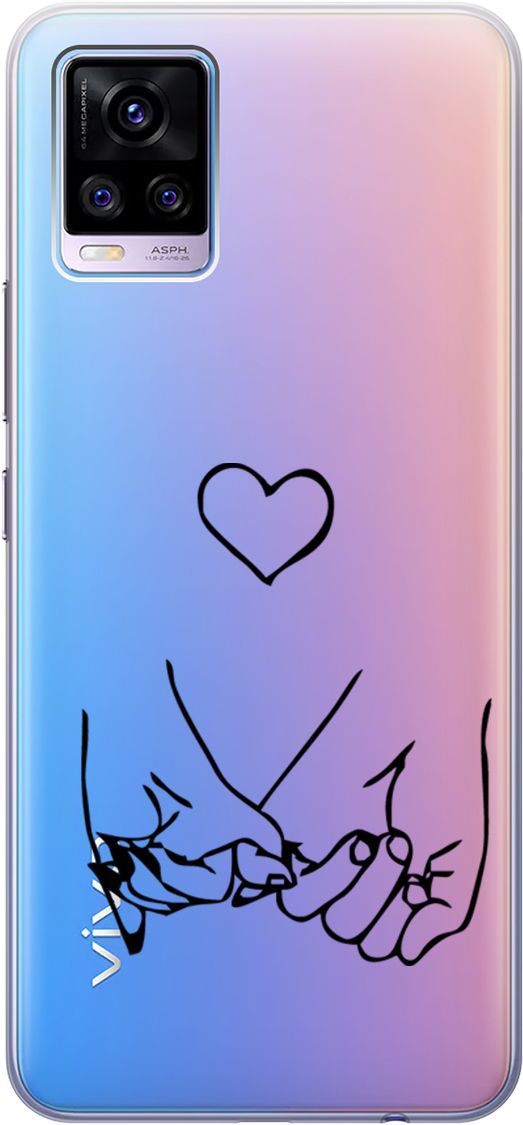 

Силиконовый чехол на Vivo V20 "Lovers Hands" прозрачный, Прозрачный;черный, 159674