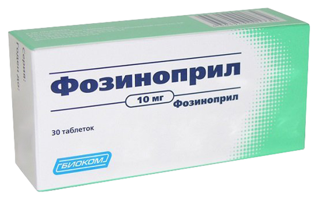 Купить Фозиноприл таблетки 10 мг 30 шт., Биоком ЗАО, Россия