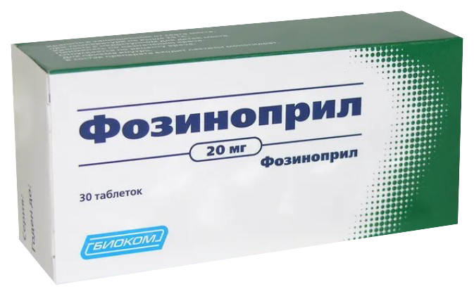 Купить Фозиноприл таблетки 20 мг 30 шт., Биоком ЗАО