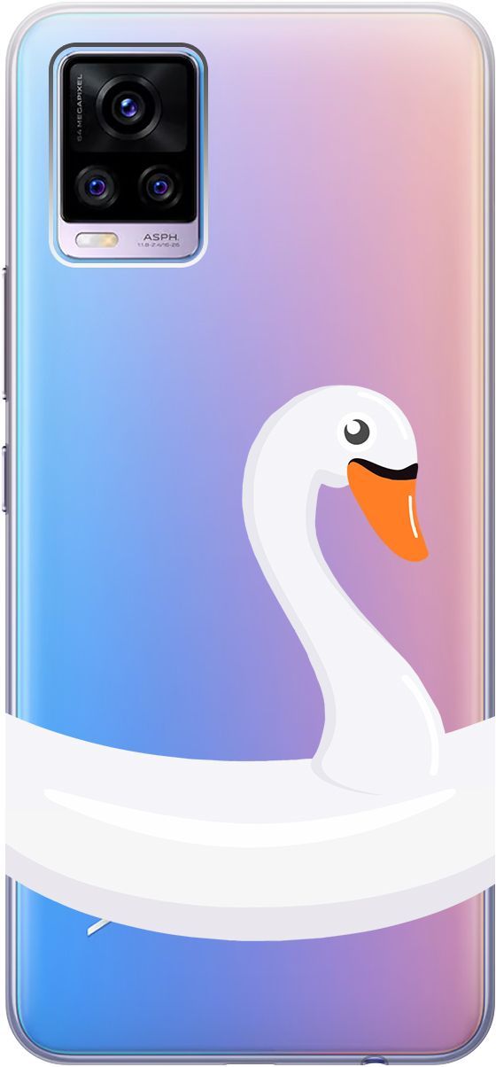 

Силиконовый чехол на Vivo V20 "Swan Swim Ring" прозрачный, Прозрачный;белый, 159675