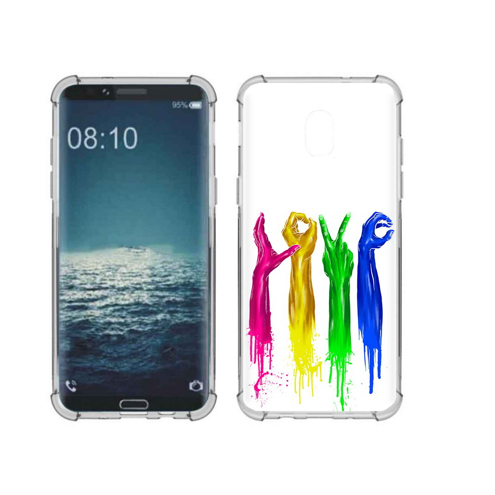 

Чехол MyPads Tocco для Samsung Galaxy J3 яркие руки love (PT226926.574.707), Прозрачный, Tocco