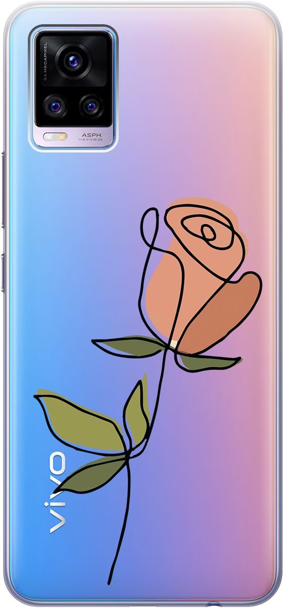 

Силиконовый чехол на Vivo V20 "Rose" прозрачный, Прозрачный;зеленый, 159675
