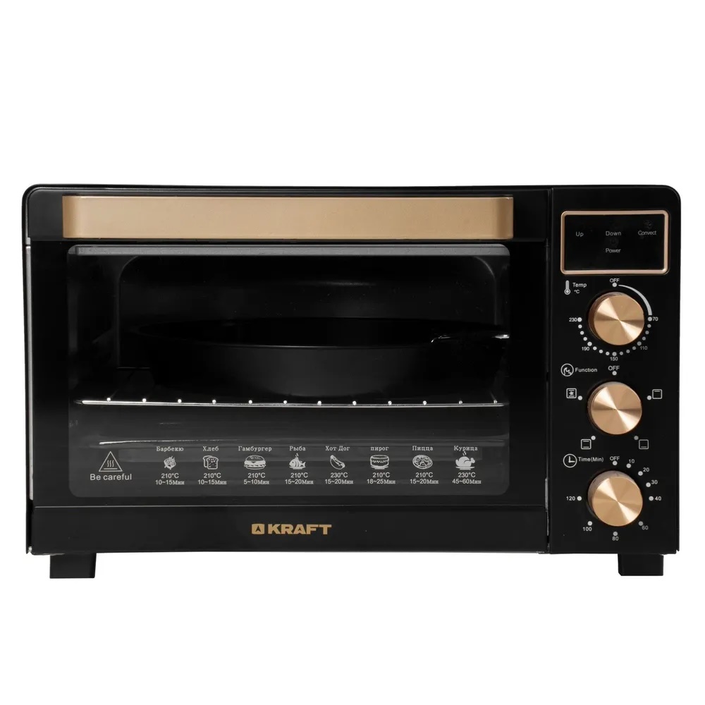 

Мини-печь KRAFT KF-MO3506 KGLB черный, золотистый, KF-MO3506 KGLB