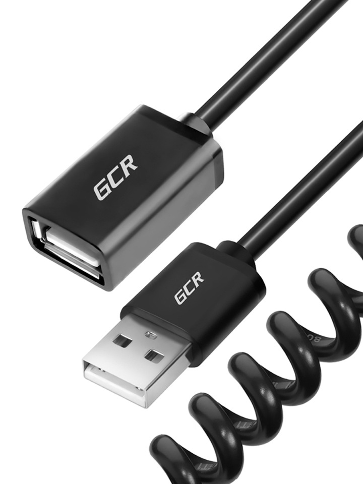 фото Удлинитель gcr gcr-uec0 1м usb 2.0, am/af витой, черный