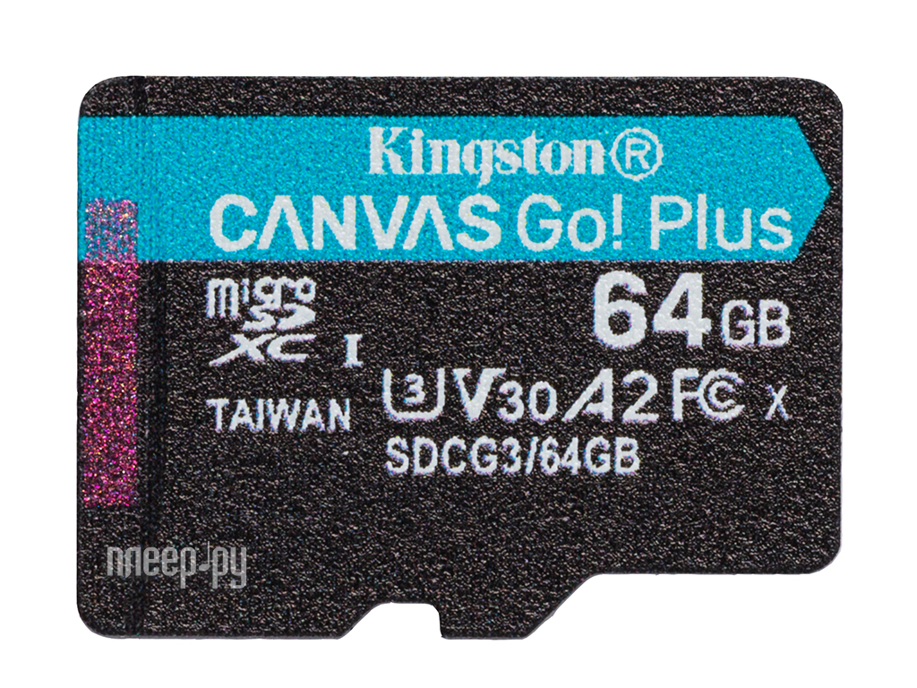 

Карта памяти 64Gb - Kingston MicroSDHC 170R A2 U3 V30 Canvas Go Plus SDCG3/64GBSP(Оригинал