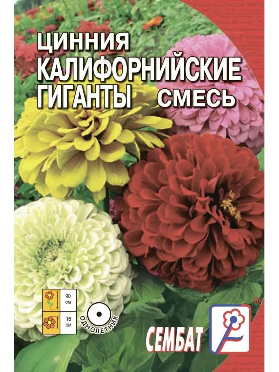 

Семена цинния Сембат Калифорнийские Гиганты Смесь 2024 1 уп., циния
