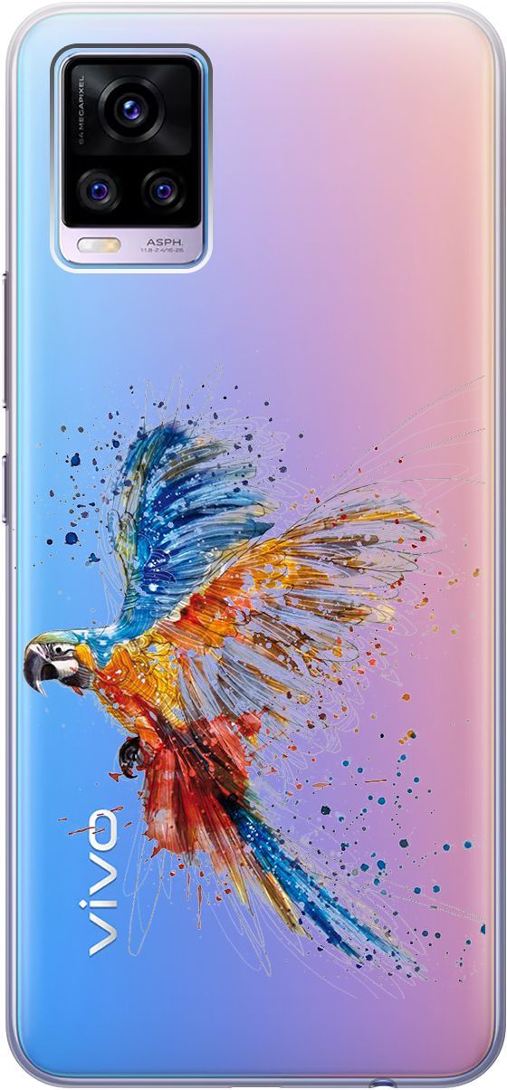 

Силиконовый чехол на Vivo V20 "Colorful Parrot" прозрачный, Прозрачный;голубой, 159675