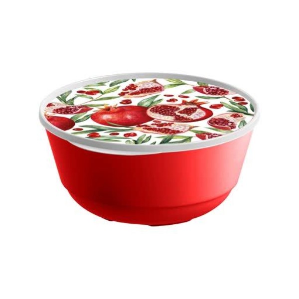 

Миска "Bergamo" 1л с крышкой с декором красный