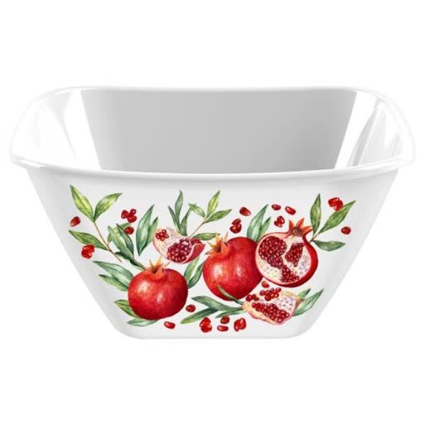 

Миска "Bergamo" 2л квадратная с декором красный