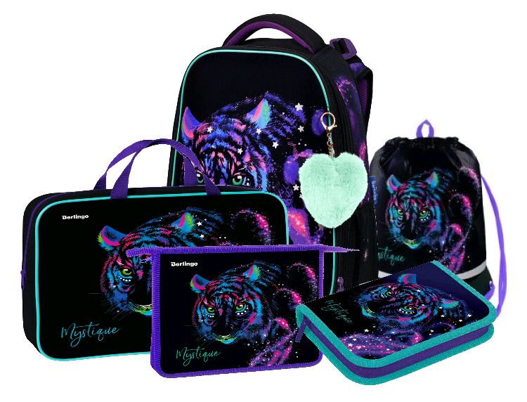 

Ранец Berlingo Expert Neon Tiger 37x28x16см с мешком для обуви, пеналом и папками, Нет модели