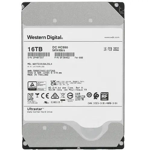 

Жесткий диск WD Ultrastar DC HC550 16 ТБ (WUH721816ALE6L4), Ultrastar DC HC550