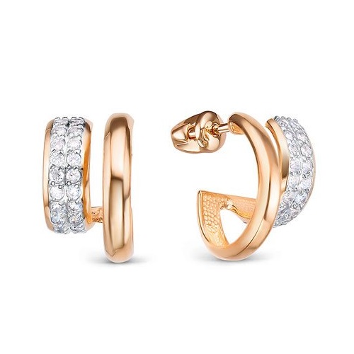 

Серьги из красного золота ЯХОНТ Золотой 2720690, фианит, 2720690
