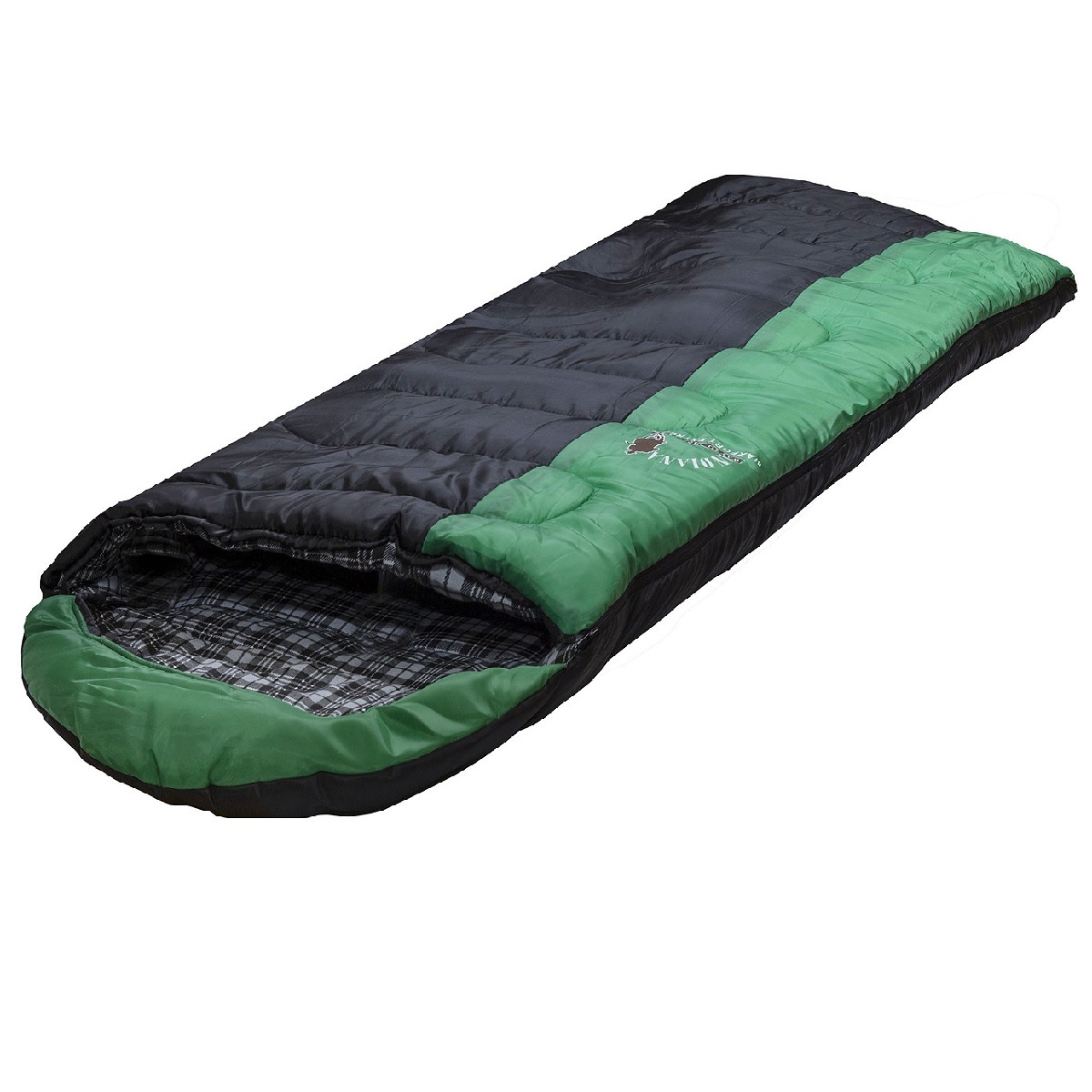 Спальный мешок Indiana Maxfort Extreme зеленый/черный, левый