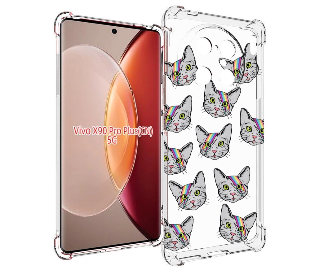 

Чехол MyPads кот-с-молнией-на-лбу для Vivo X90 Pro Plus, Прозрачный, Tocco