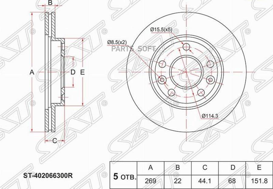 

Диск тормозной перед renault duster 10-/kaptur 16- SAT ST402066300R