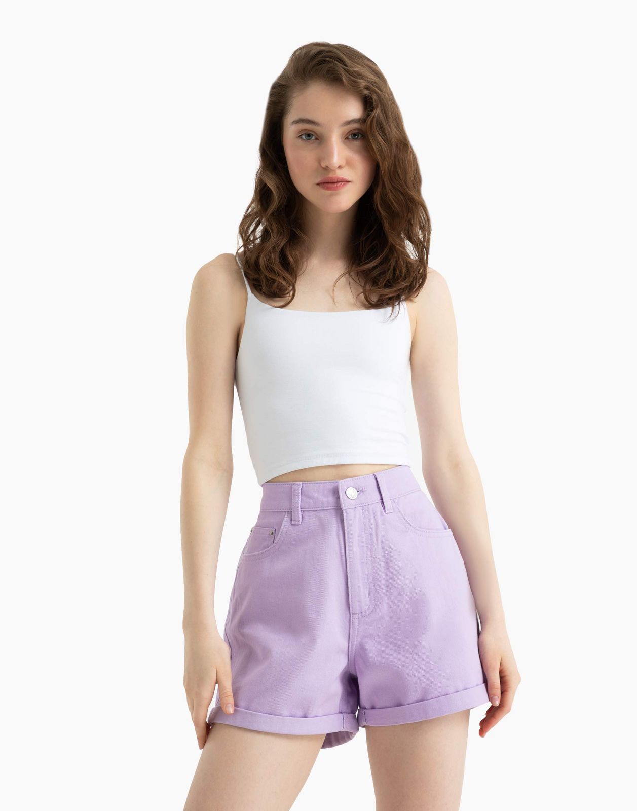 

Шорты женские Gloria Jeans GSH011732 сиреневый 46, Фиолетовый, GSH011732