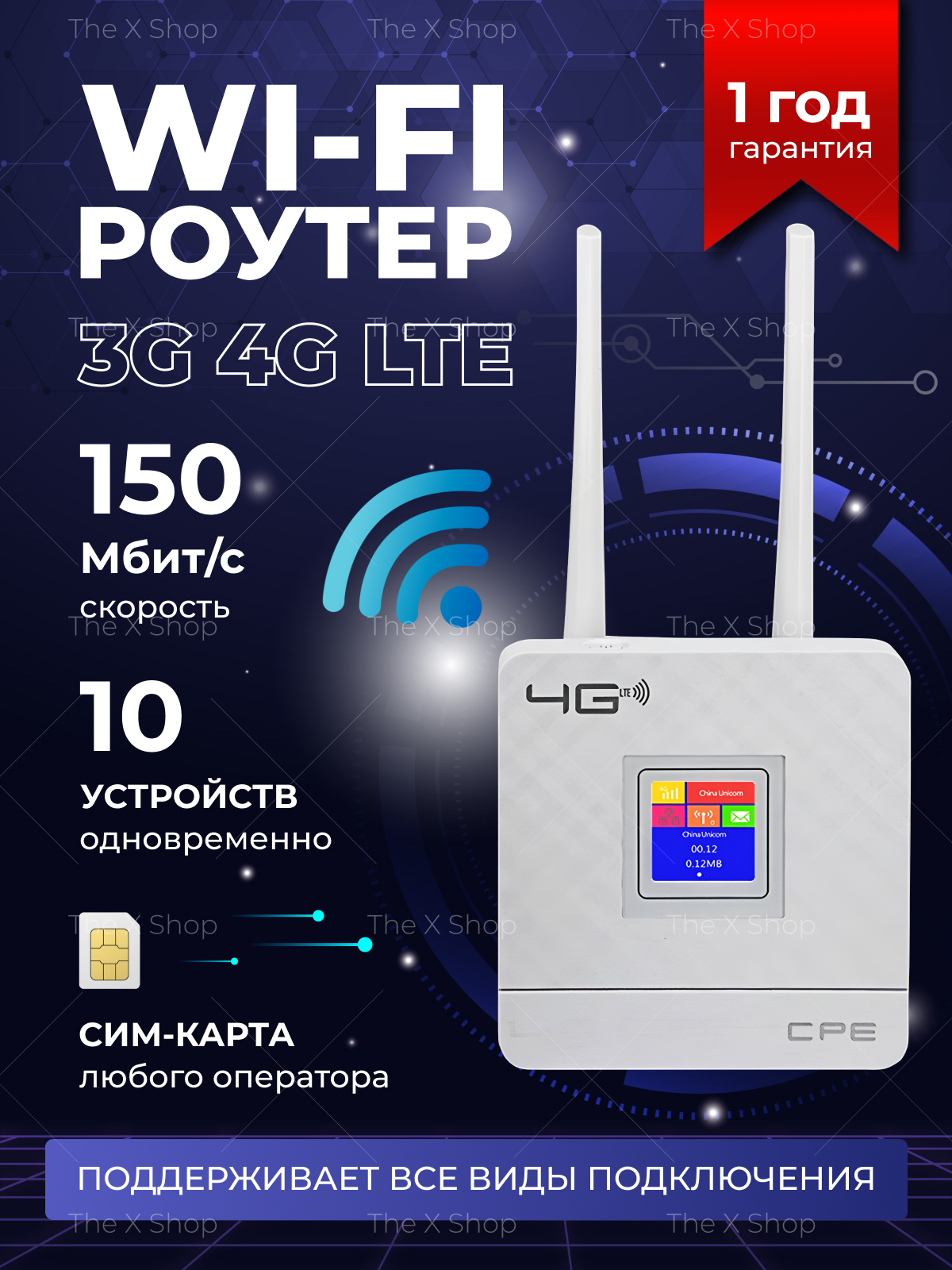 

Wi-Fi роутер с LTE-модулем The X Shop CPE белый (fiesta.4g), CPE