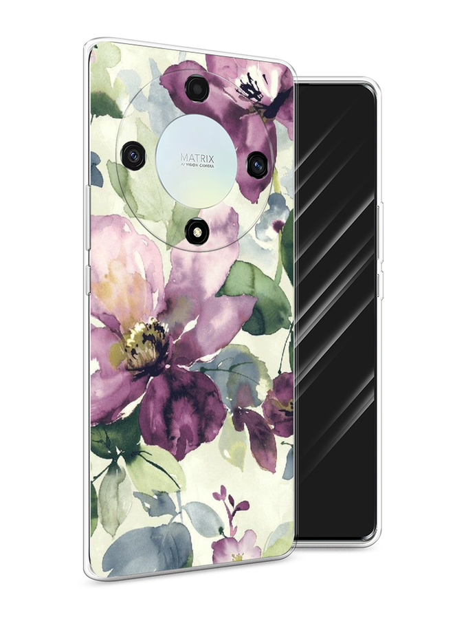 Чехол Awog на Honor X9A Сиреневые цветы-акварель