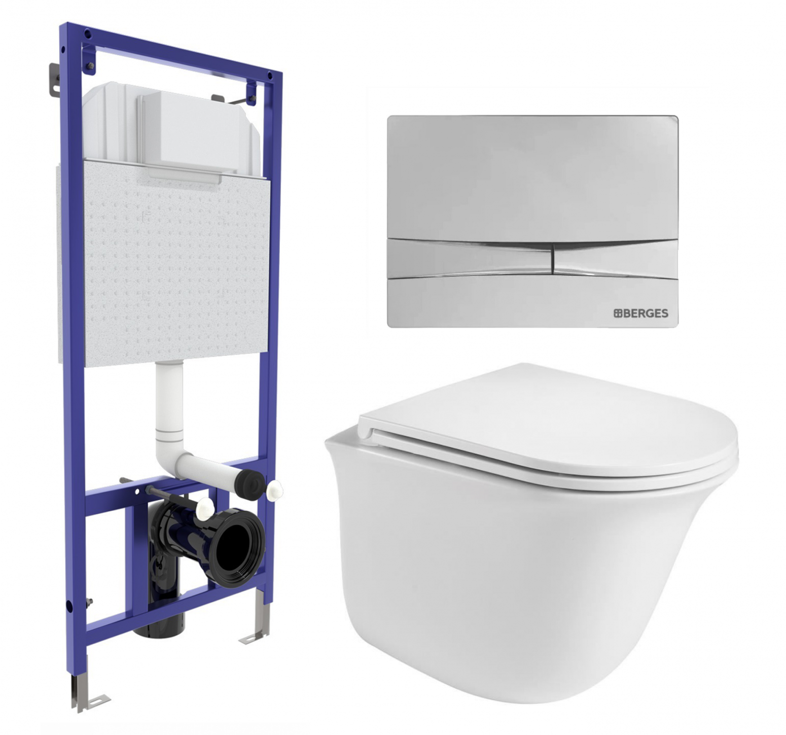 

Комплект: инсталляция Berges Wasserhaus Novum + унитаз Telbach + кнопка хром, 565509