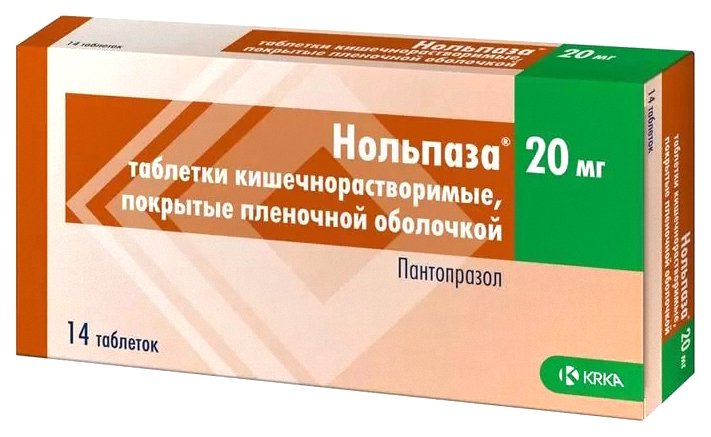 Купить Нольпаза таблетки кишечнорастворимые 20 мг 14 шт., KRKA