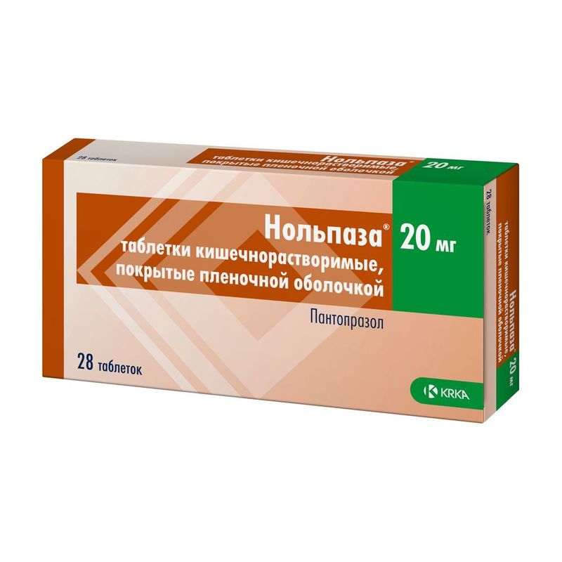 Купить Нольпаза таблетки кишечнорастворимые 20 мг 28 шт., KRKA