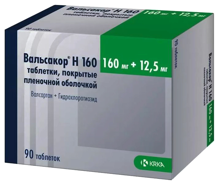 Купить Вальсакор H 160 таблетки 160 мг+12, 5 мг 90 шт., KRKA