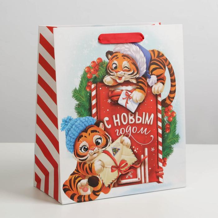 

Пакет ламинированный вертикальный «Тигрята», ML 23 × 27 × 11.5 см