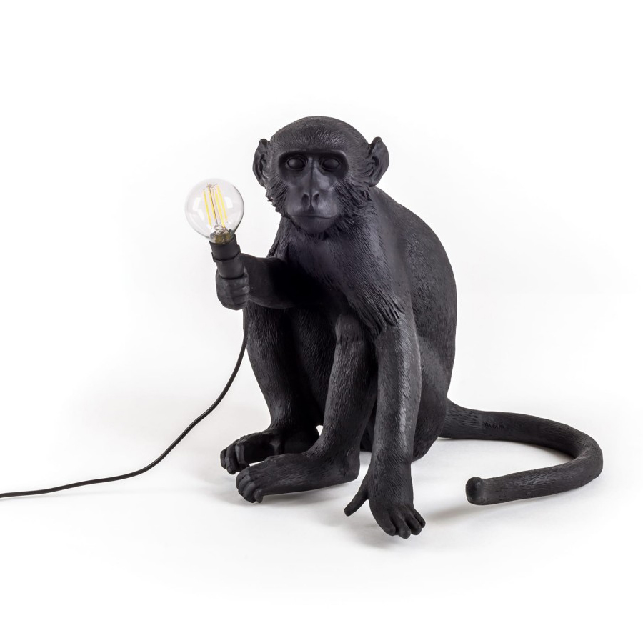 фото Светильник monkey lamp sitting, черный seletti