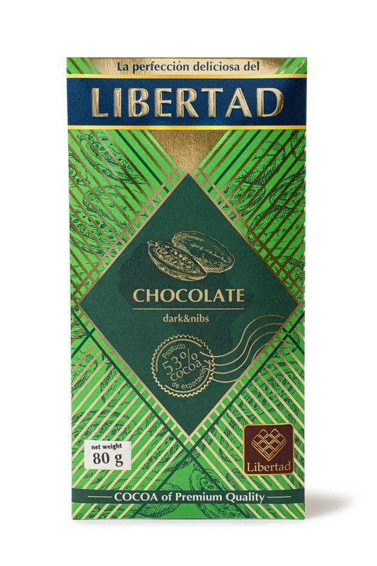 Шоколад темный Libertad на сырье Ivory Coast с какао крупкой, 80 г