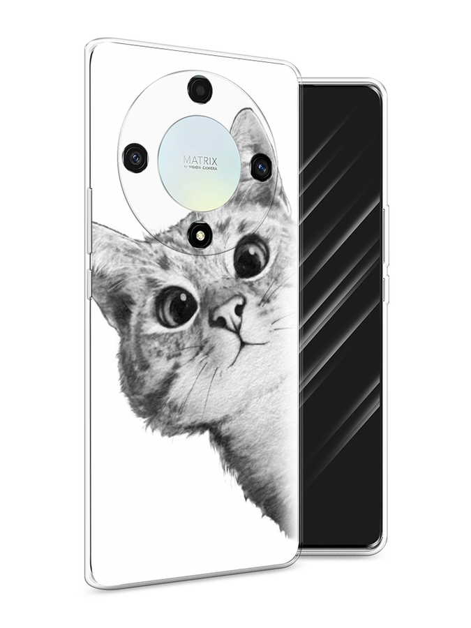 

Чехол Awog на Honor X9A "Кот рисунок черно-белый", Черный, 6120850-1