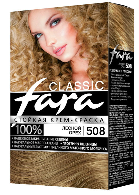 фото Краска для волос fara "classic", тон 508, лесной орех красная линия