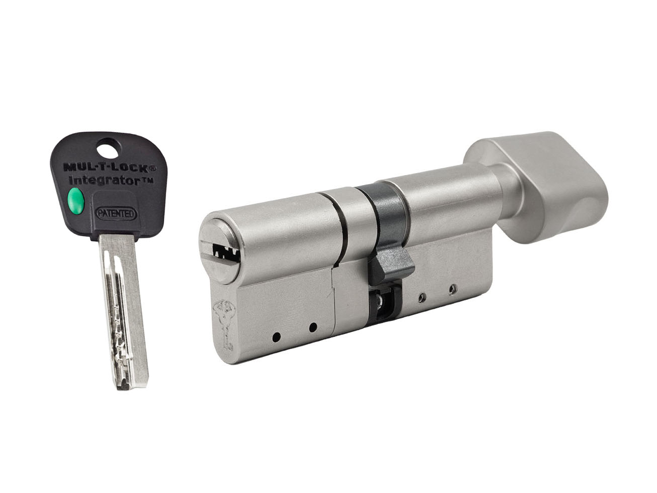 

Цилиндр Mul-t-lock Integrator Modular ключ-вертушка (размер 60х40 мм) - Никель, Флажок, Серебристый