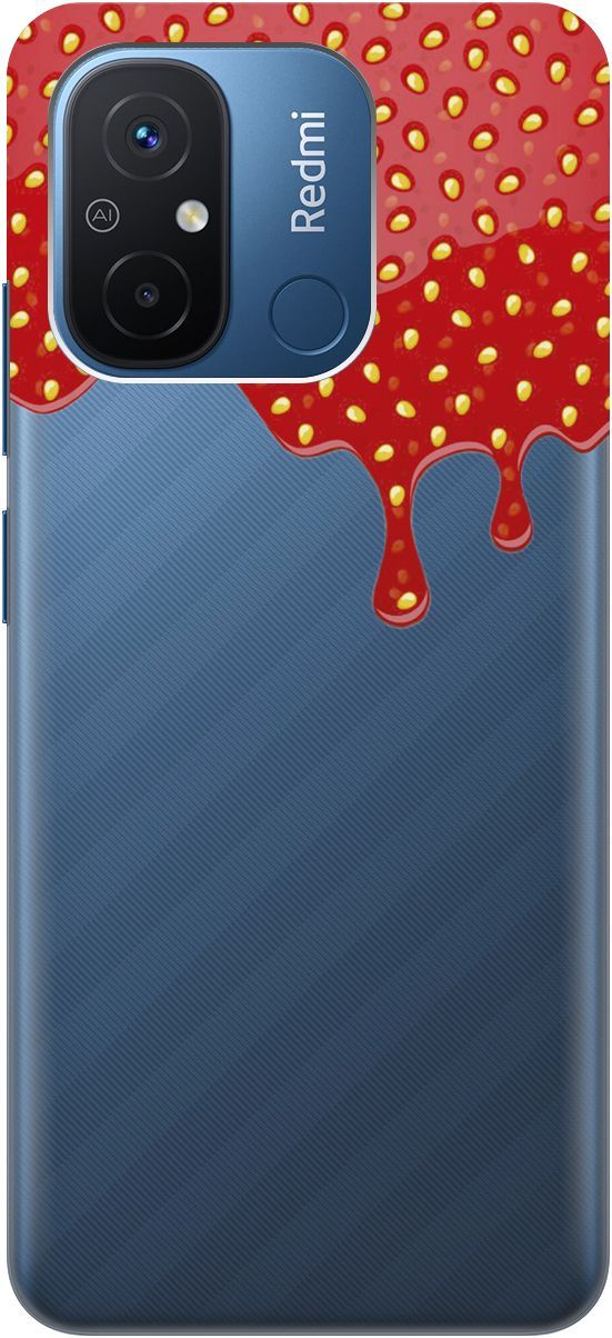 

Силиконовый чехол на Xiaomi Redmi 12C с 3D принтом "Jam" прозрачный, Прозрачный;красный, 158933