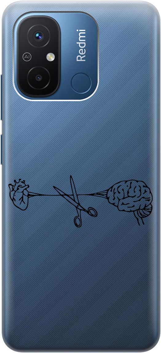 

Силиконовый чехол на Xiaomi Redmi 12C с 3D принтом "Cut It" прозрачный, Прозрачный;черный, 158934