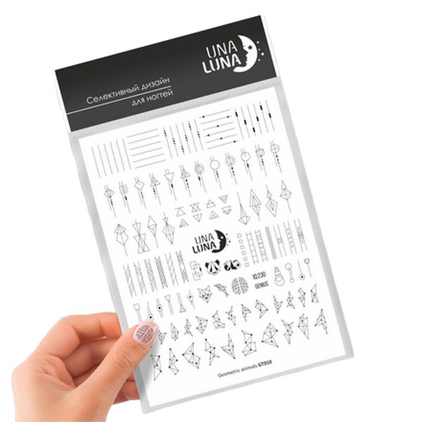 

Слайдер-дизайн для ногтей Una Luna Geometric Animals №GT010, Черный