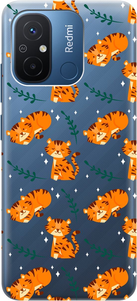 

Силиконовый чехол на Xiaomi Redmi 12C с 3D принтом "Tigers" прозрачный, Прозрачный;бежевый, 158934