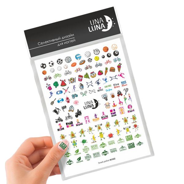 Слайдер-дизайн для ногтей Una Luna Snack Police №W502
