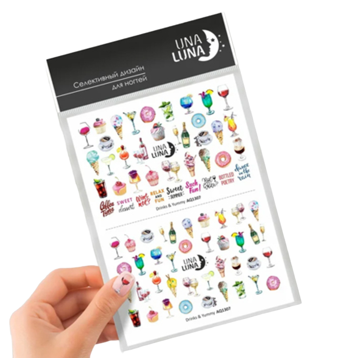 

Слайдер-дизайн для ногтей Una Luna Drinks & Yummy №AQ1307, Разноцветный