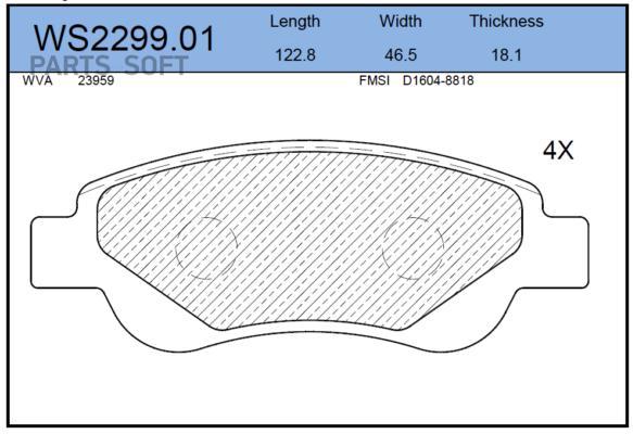 

Тормозные колодки JEENICE передние дисковые WS229901