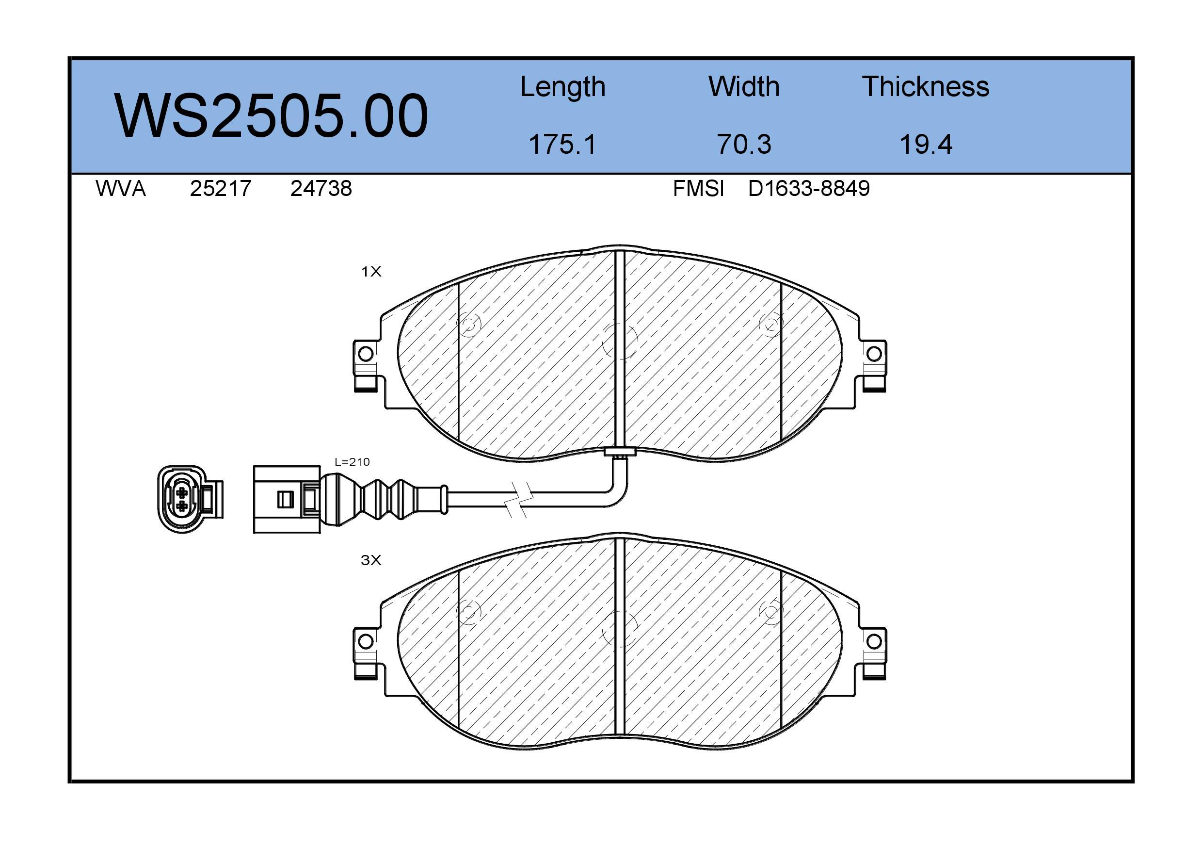 

Тормозные колодки JEENICE передние дисковые WS250500