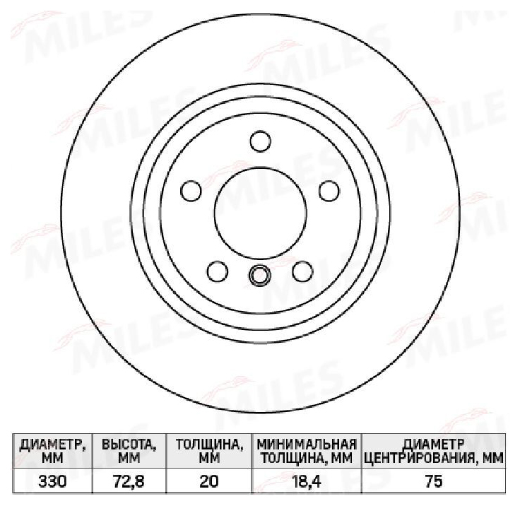 

Тормозной диск Miles комплект 1 шт. K011598