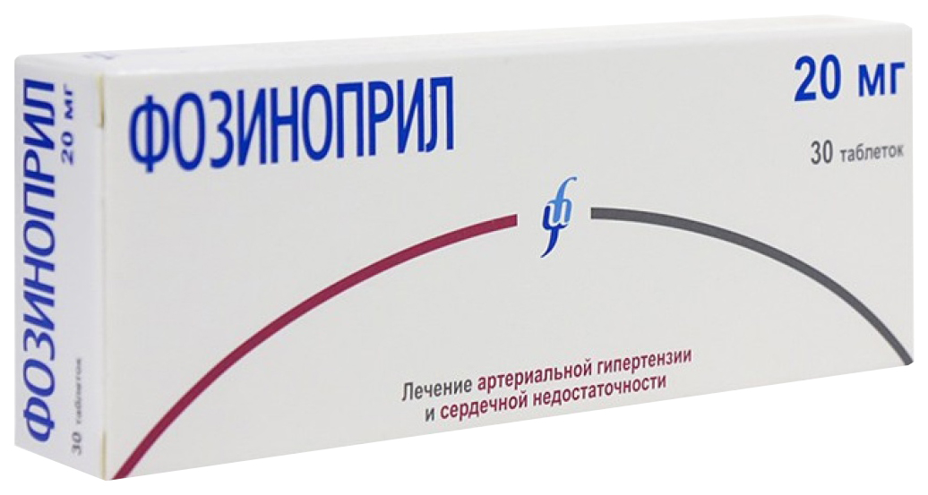 Купить Фозиноприл таблетки 20 мг 30 шт., Изварино Фарма ООО, Россия