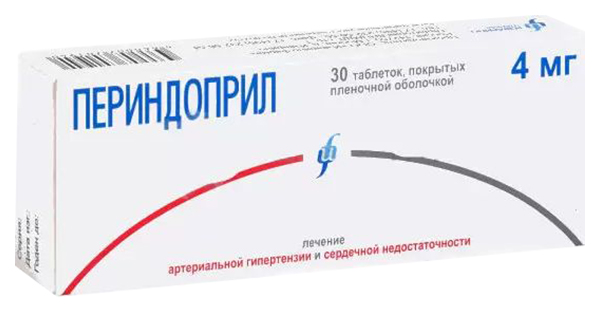 Купить Периндоприл таблетки 4 мг 30 шт., Изварино Фарма ООО, Россия