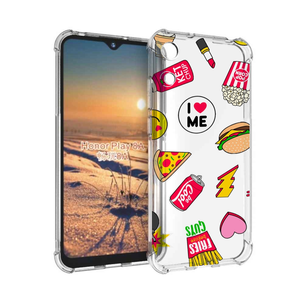 

Чехол бампер MyPads фаст-фуд для Honor 8A, Прозрачный, Tocco