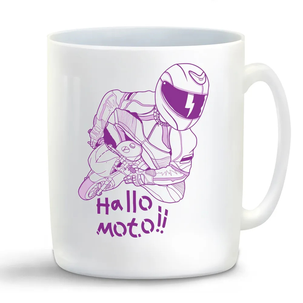 

Кружка CoolPodarok Иллюстрация Мотогонщик Hallo moto